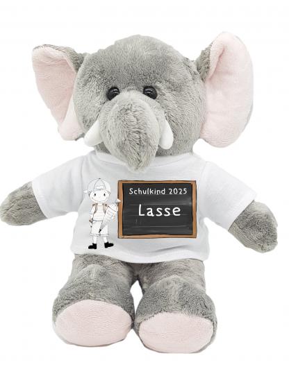 Einschulung Kuscheltier Elefant – Nostalgie Junge & Name – Schulkind 