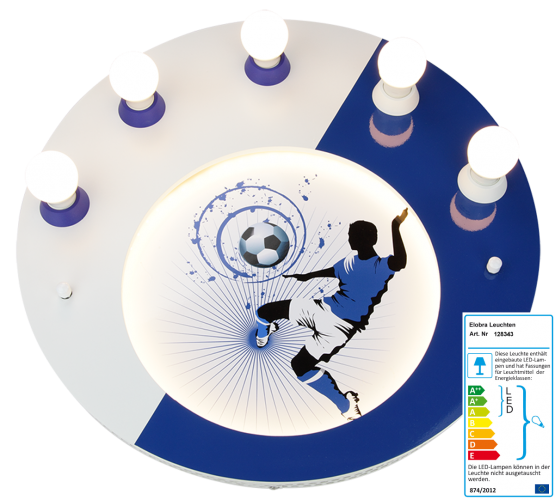 Elobra LED Deckenleuchte Fußball Soccer blau/weiß 