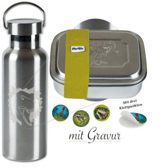 Lutz Mauder Edelstahl- Brotdose und Trinkflasche T-Rex 