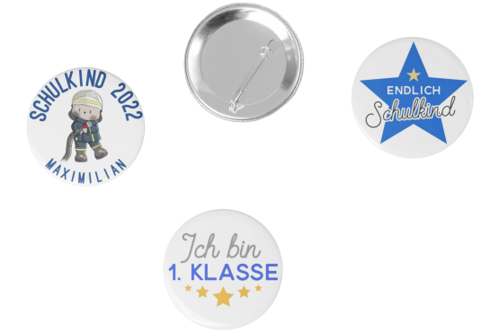3er Set Schulkind 2022 Buttons Feuerwehr 59mm Ansteck-Pin 