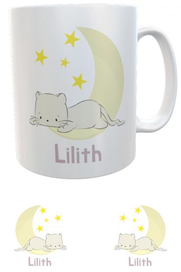 Kindertasse Kunststoff Katze Faulpelz - emma♥pünktchen personalisiert 180ml 