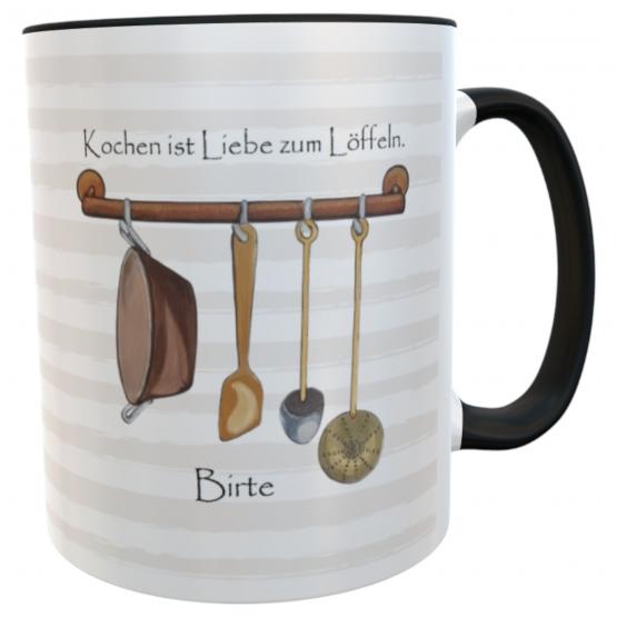 Personalisierte Tasse – Kochen ist Liebe zum Löffeln– Geschenk für Hobbyköchinnen & -köche 