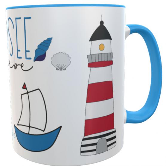 Nordsee-Liebe-Tasse mit Spruch maritimer Kaffee-Becher inkl. Geschenkverpackung 