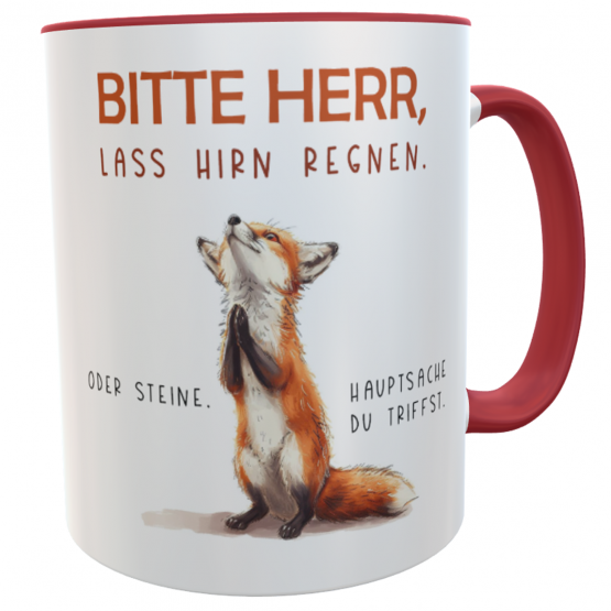 personalisierte Bürotasse lustiger Spruch Bitte Herr... rot 