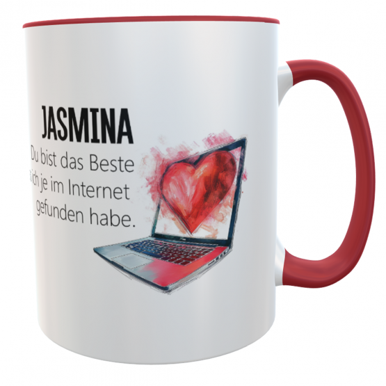 Valentinstag-Geschenk Tasse mit Spruch Du bist das Beste, was ich je im Internet gefunden habe 