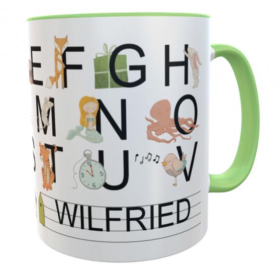 Tasse Alphabet mit Namen A-Z Deutsch 