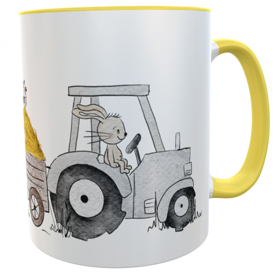 Kindertasse Traktor gelb Spruch so wild... mit Namen 