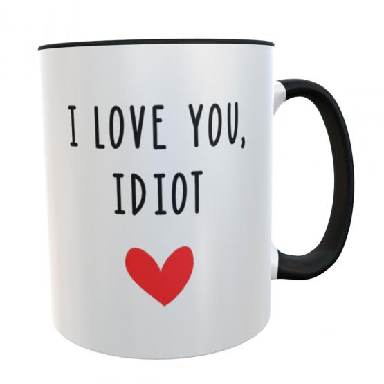 Kaffeetasse Valentinstag I love you Idiot inkl. Geschenkverpackung 