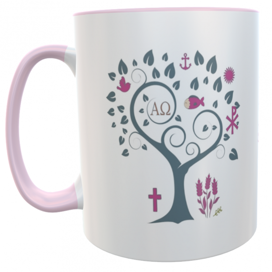 Konfirmationstasse für Mädchen – Lebensbaum & Bibelzitat – Geschenk zur Konfirmation 
