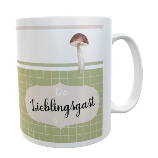 Tasse Lieblingsgast karo/grün 