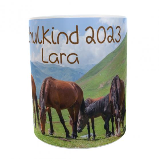 Kindertasse Schulkind 2023 Pferd inkl. Geschenkverpackung 