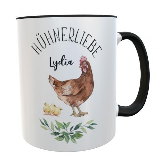 Kaffeetasse Hühnerliebe Aquarell 