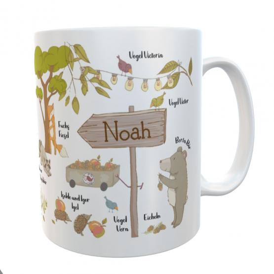 Kunststofftasse Waldtiere mit Namen 