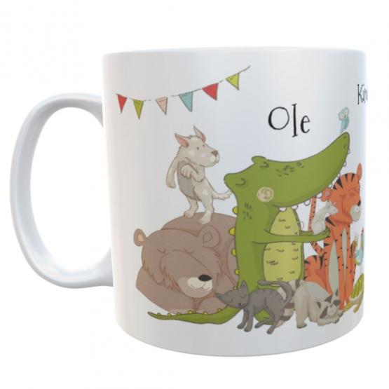 Kindergarten-Tasse Tiere-Mix mit Wunschname 180ml 