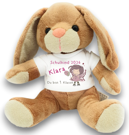 Personalisierter Einschulungs-Hase mit Fee & Name – Schulkind 2025 
