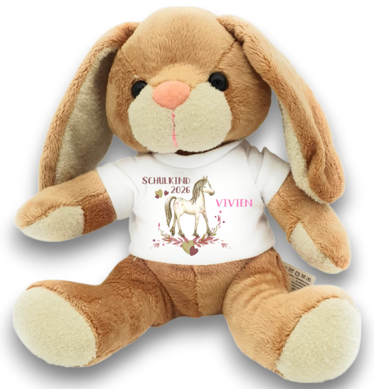 personalisierter Hase Kuscheltier für die Zuckertüte Pferd 