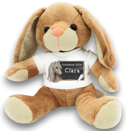 Hase Kuscheltier zur Einschulung – Schulkind 2025 – personalisiert mit Name 