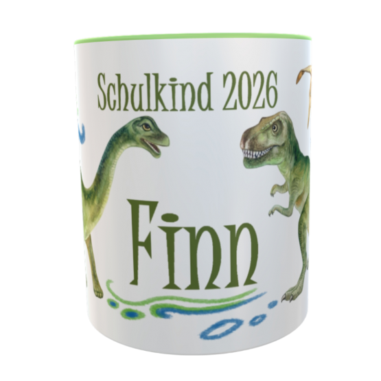 Tasse Schulkind 2026 T-Rex zur Einschulung Dinosaurier 