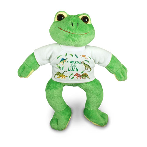 personalisierter Frosch T-Rex Kuscheltier für die Zuckertüte 