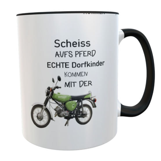 Personalisierte Simson Tasse 330ml – Lustiger Spruch „Scheiß aufs Pferd“ – Name individuell – Spülmaschinenfest 