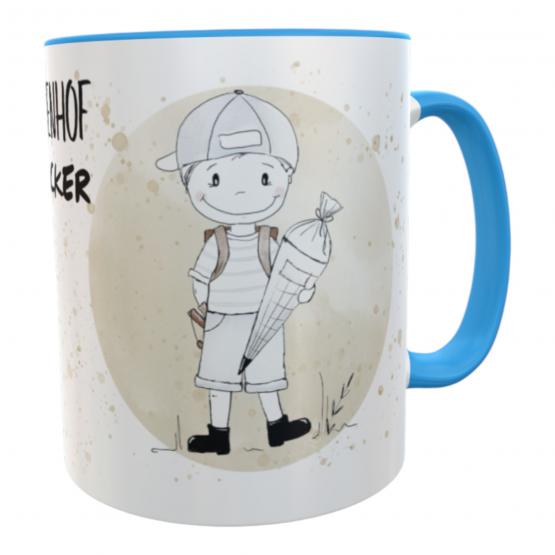 Personalisierte Tasse Schulkind 2026 Junge – „Pausenhof Rocker“ – Geschenk zur Einschulung mit Name 