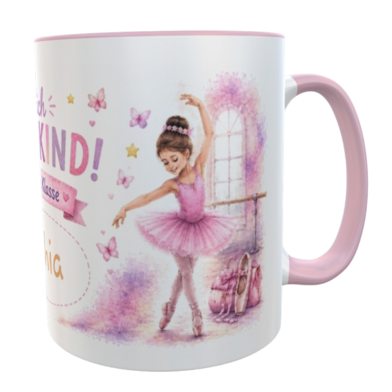 Personalisierte Einschulungstasse Ballerina – Endlich Schulkind 2026 mit Wunschname 
