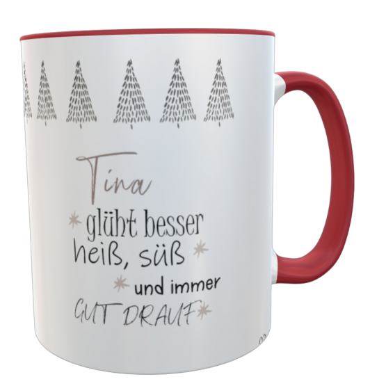 Personalisierbarer Glühweinbecher mit Namen – Lustige Punschtasse 330ml – Geschenk für Kollegin, Weihnachten, Wichteln – Spülmaschinenfest 