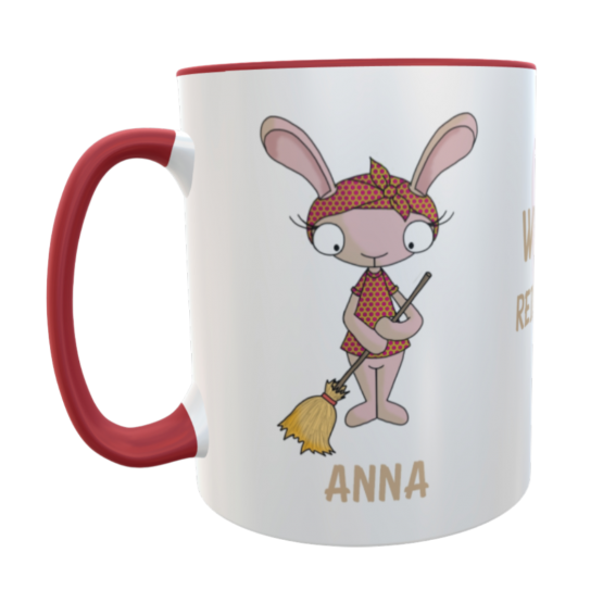 Personalisierte Tasse Putzfee mit Wunschname – Dankeschön Reinigungskraft Abschied Rente Kindergarten Krankenhaus 