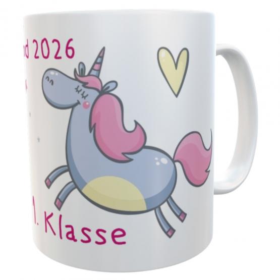 Personalisierte Einschulungs-Tasse Einhorn – Schulkind 2026 