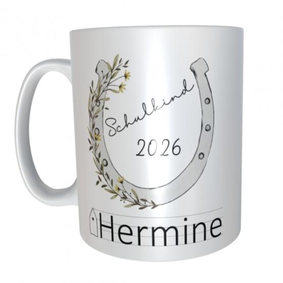 Tasse Schulkind Pferdekopf-Mädchen mit Namen 