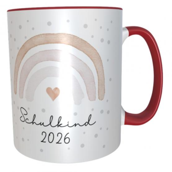 Schulkind - personalisierte Tasse Regenbogen rot 