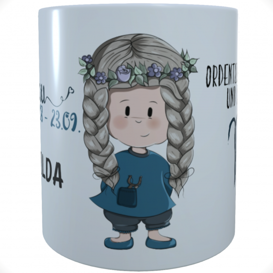 Kindertasse Sternzeichen mit Name Geschenkiddee zum Geburtstag Jungfrau