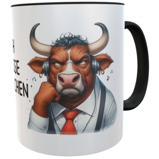 Kaffeebecher Ich hasse Menschen - Stier im Business Look mit schlechter Laune 