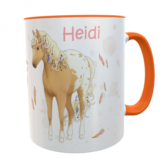Schulkindtasse Pferd mit Mutmachsprüchen 