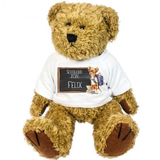 Personalisierter Teddybär zur Einschulung - Hund-Motiv - Weiches Plüschtier 