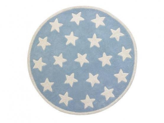 Kinderteppich hellblau mit Sternen 