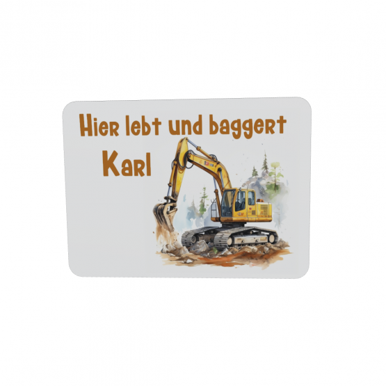 Namensschild Türschild Kinderzimmer personalisiert mit Wunschname Bagger 