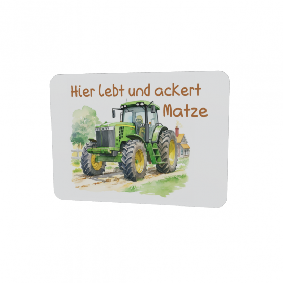 Türschild Traktor hellgrün mit Wunschname 