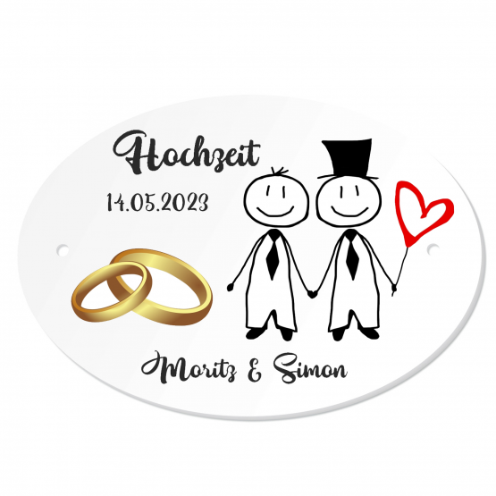 Personalisiertes Schild zur Hochzeit schwule gay 