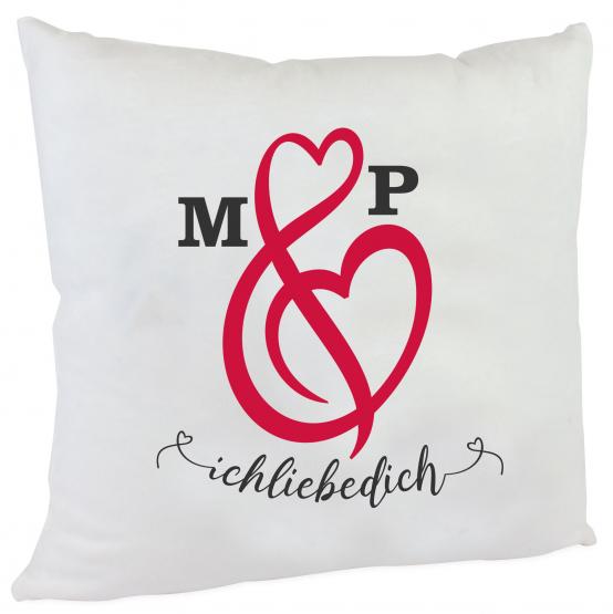 personalisiertes Kuschelkissen Valentinsschleife & mit Namen 