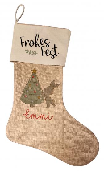 Personalisierter Nikolausstrumpf Hase Spruch Frohes Fest 