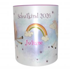 Namens-Tasse 2026 Einhorn Schulkind zur Einschulung Mädchen 