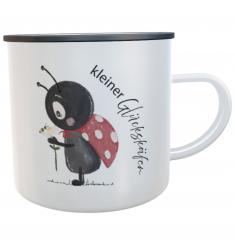 Glückskäfer Emaille-Tasse – Personalisiert mit deinem Wunschnamen 