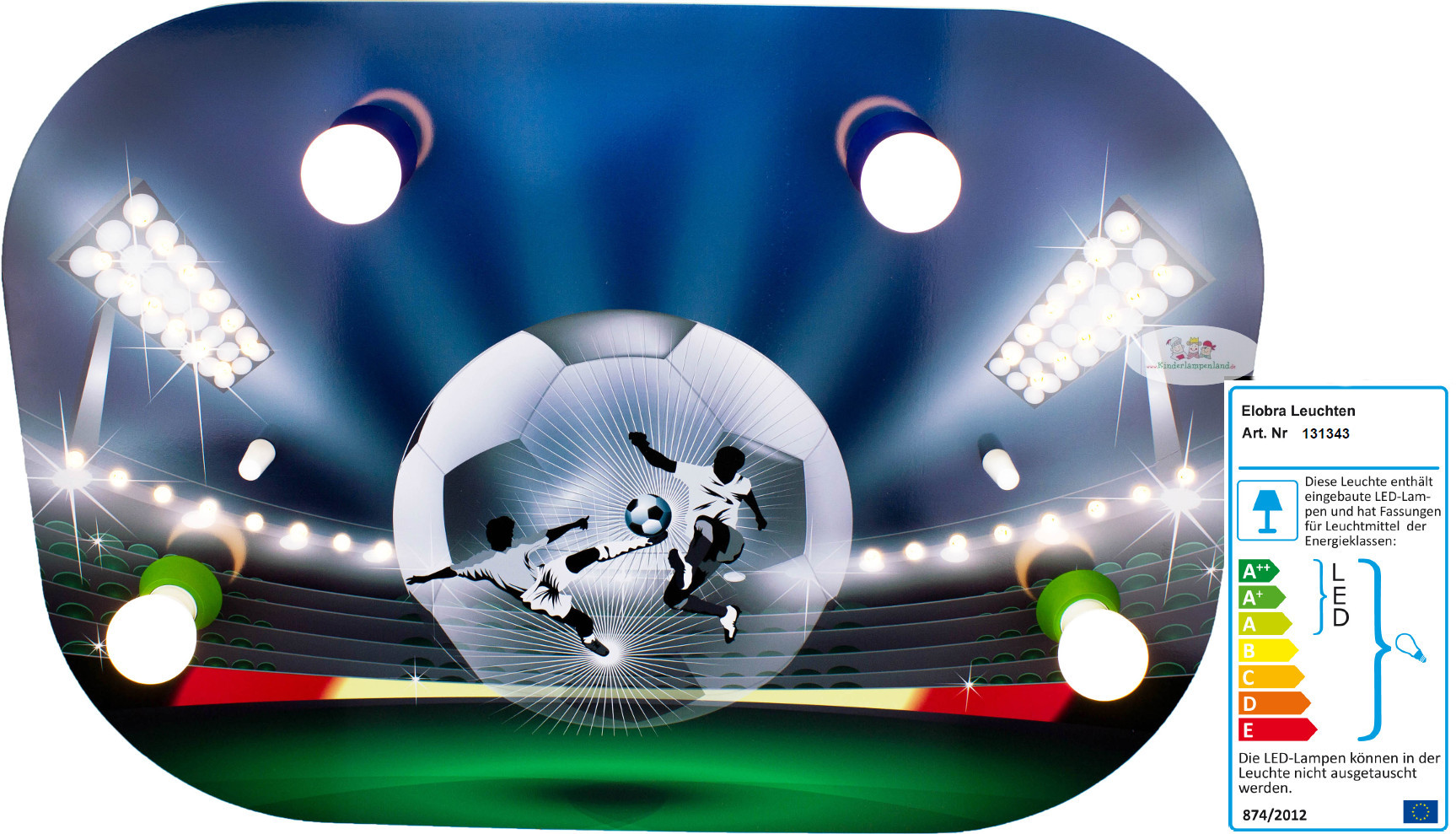LED Kinderlampe Fussball-Stadion mit Flutlicht | LED-Kinderlampen