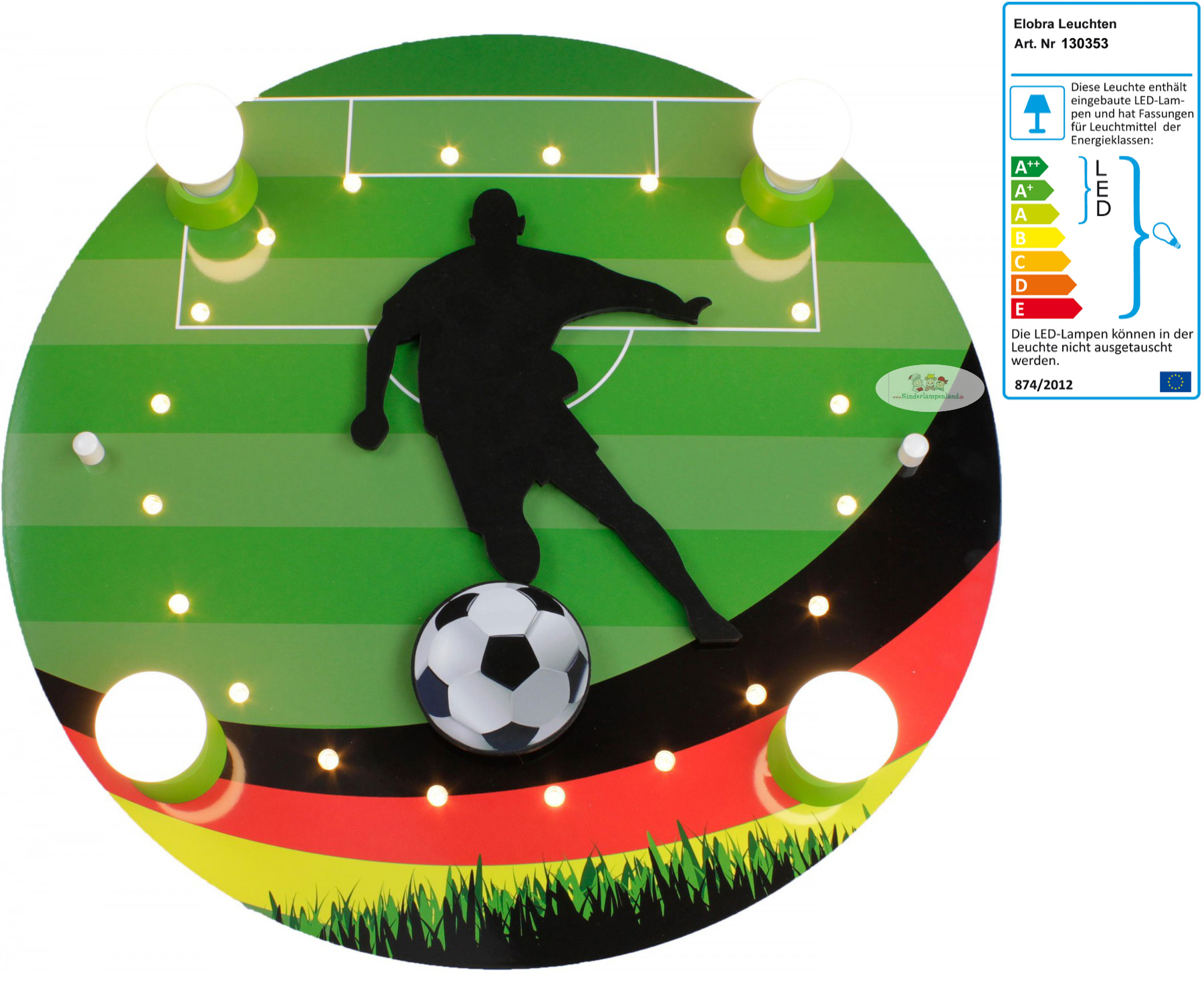 Elobra Deckenleuchte Fußballer 4-flg | LED-Kinderlampen