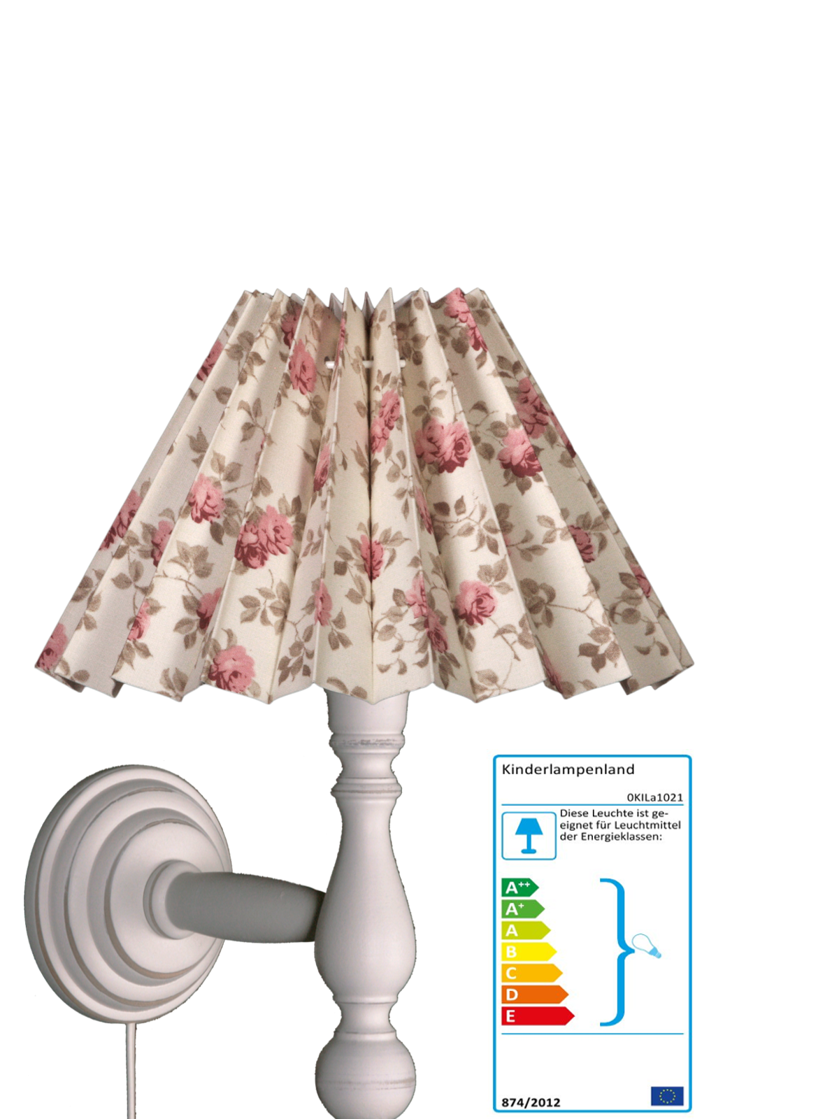 Wandlampe Plisseeschirm Vintage Blumen Rosa Wandleuchten