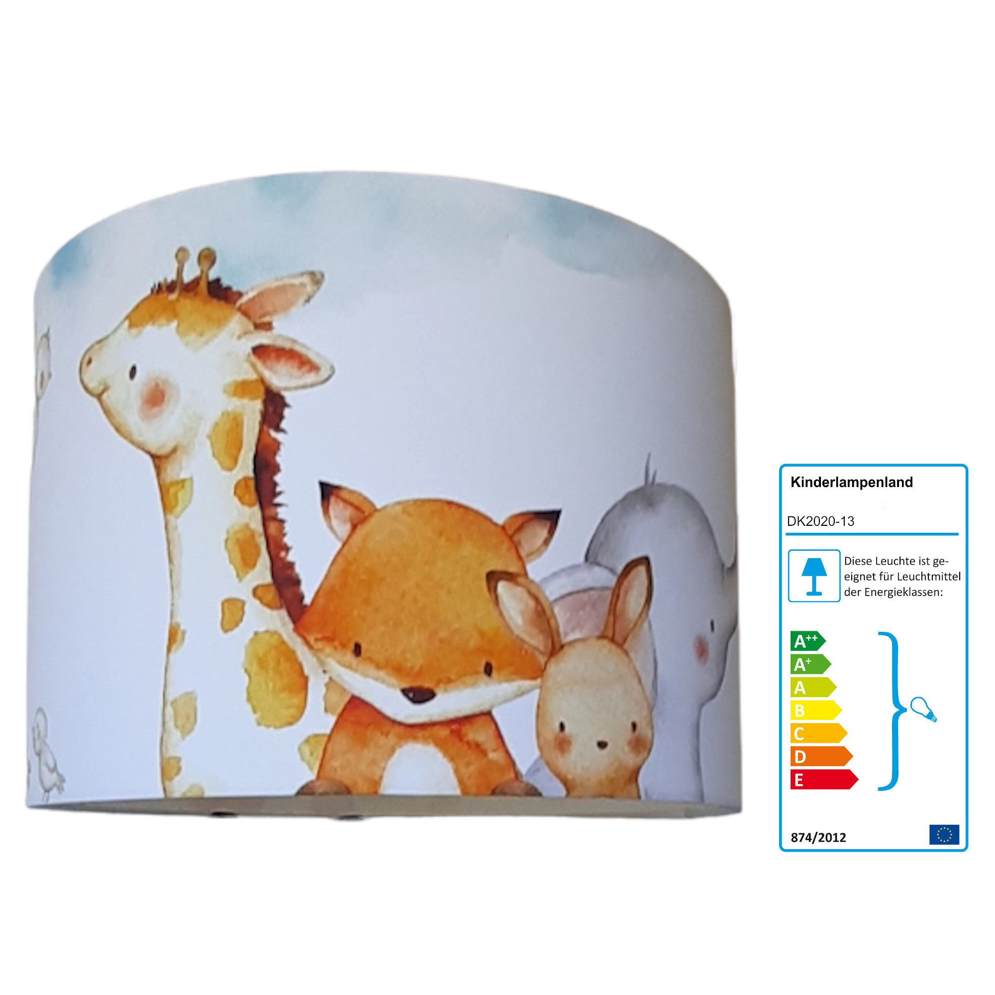 Kinderzimmerlampe Tiere bunt | Pendelleuchten mit Stoff bezogen