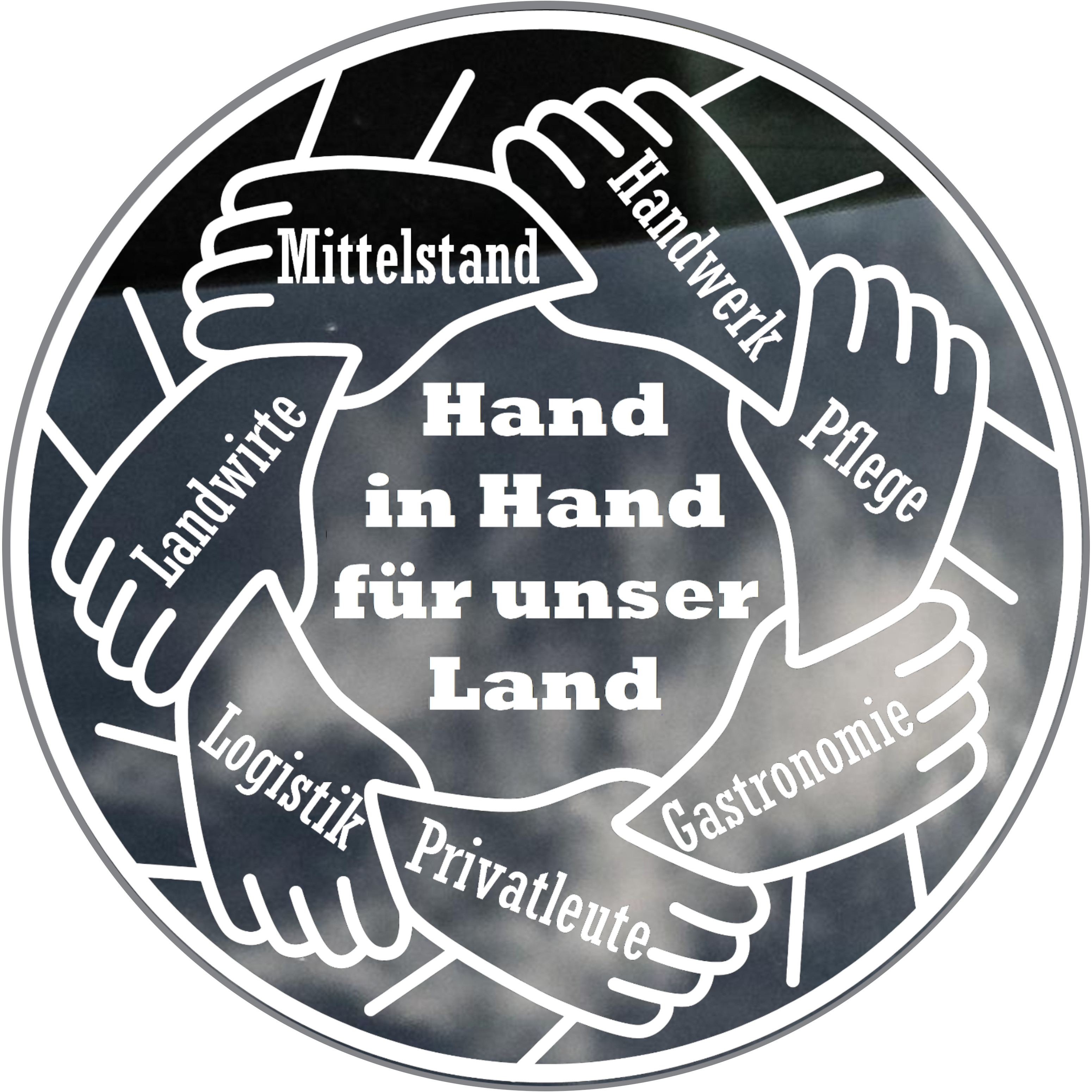 Auto-Demo-Aufkleber-Hand in Hand für unser Land 24,5cm