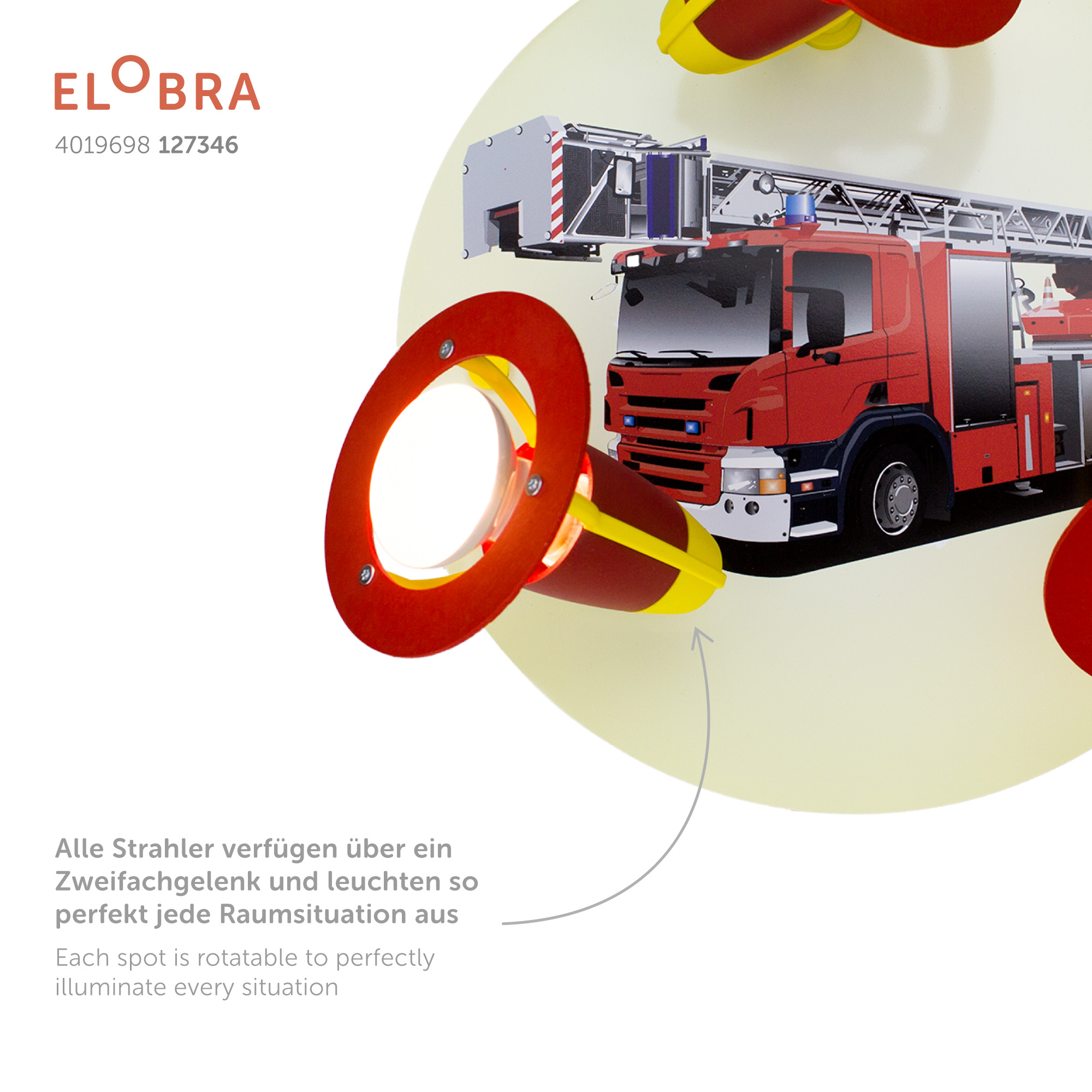 Elobra Deckenleuchte Feuerwehr | Strahler-Kinderlampen